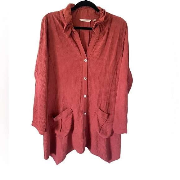 Soft Surroundings Gauze Terracota Longline Top - Picture 8 of 9